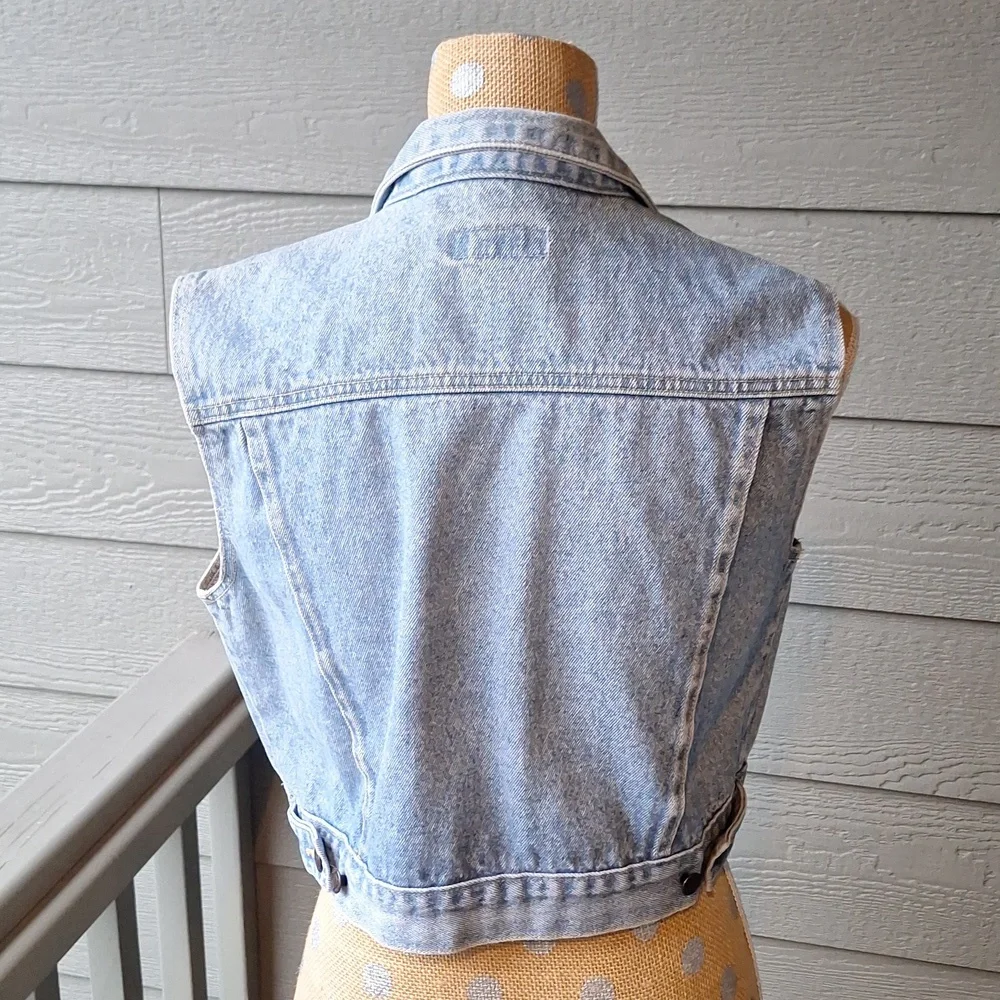 Vintage 90s Great Land trading company cropped denim vest size small - Picture 5 of 11